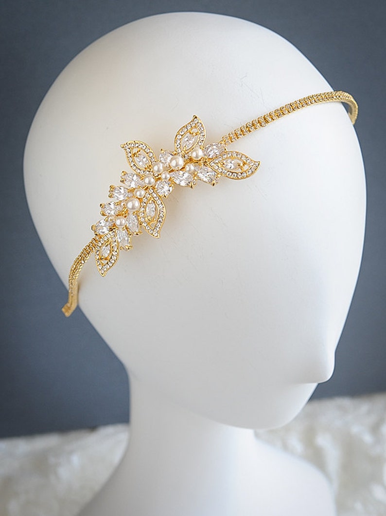 Rose Gold Bridal Headband Leaf Vine Wedding Headband Etsy