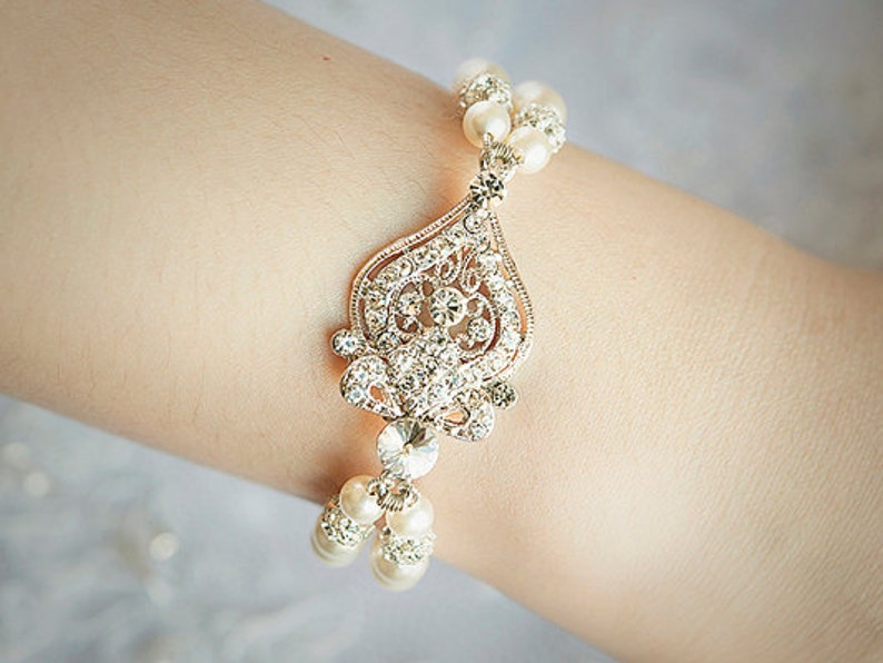 Wedding Bracelet Pearl Bridal Bracelet Vintage Style