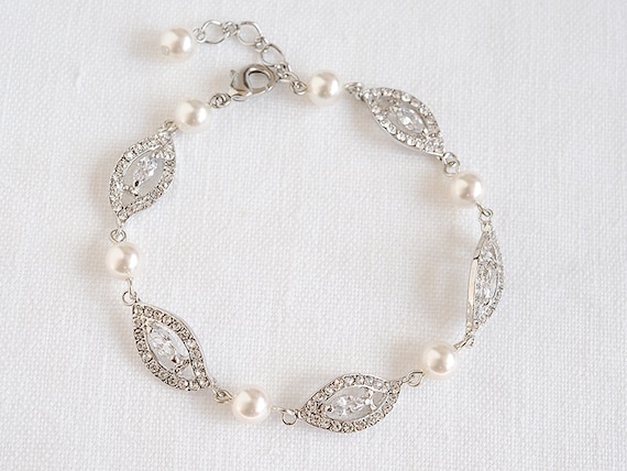 Pulsera de novia pulsera de perla boda pulsera de novia - Etsy España