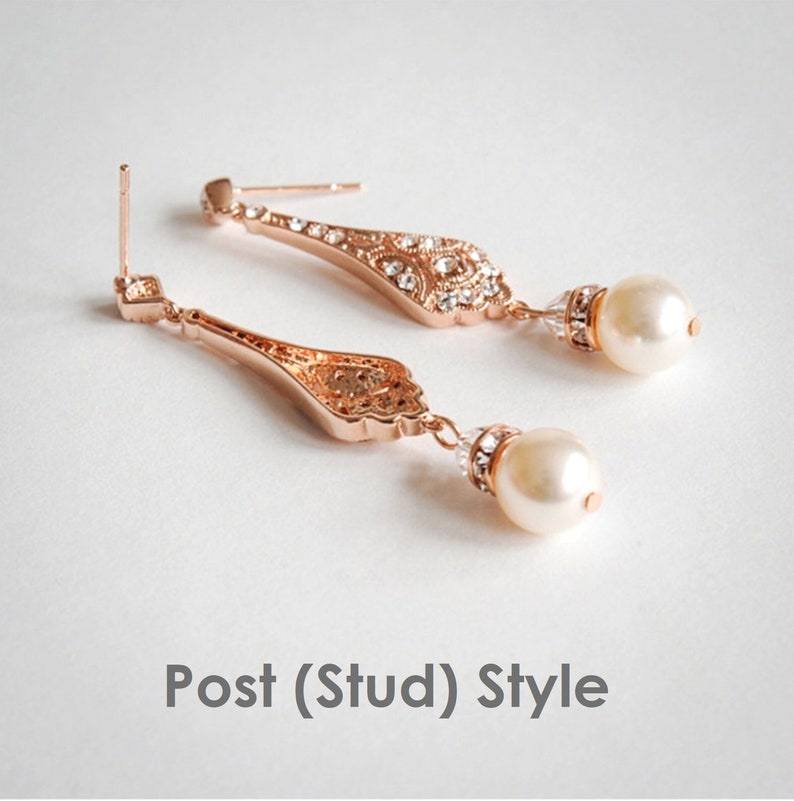 Bridal Earrings, CLIP ON or Stud Wedding Earrings, Screw Clip-On Earrings, Swarovski Pearl Drop Earrings, Wedding Bridal Jewelry, TRISSIE post (stud) style