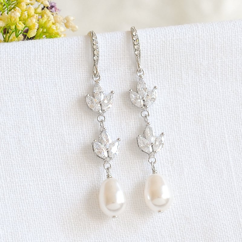 Rose Gold Bridal Earrings Swarovski Pearl Wedding Earrings - Etsy