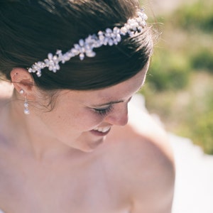 Bridal Headband, Crystal Leaf Vine Wedding Headband, Freshwater Pearl and Rhinestone Bridal Headband,Wedding Bridal Hair Accessories, ELVINA image 5