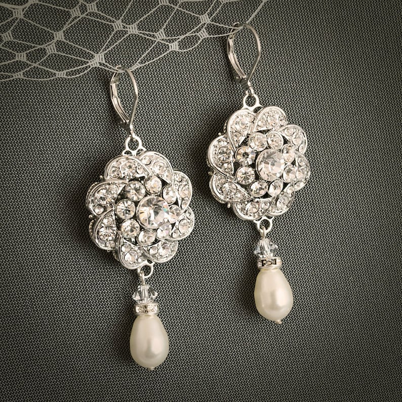 Vintage Style Wedding Earrings Teardrop Pearl Drop and Etsy