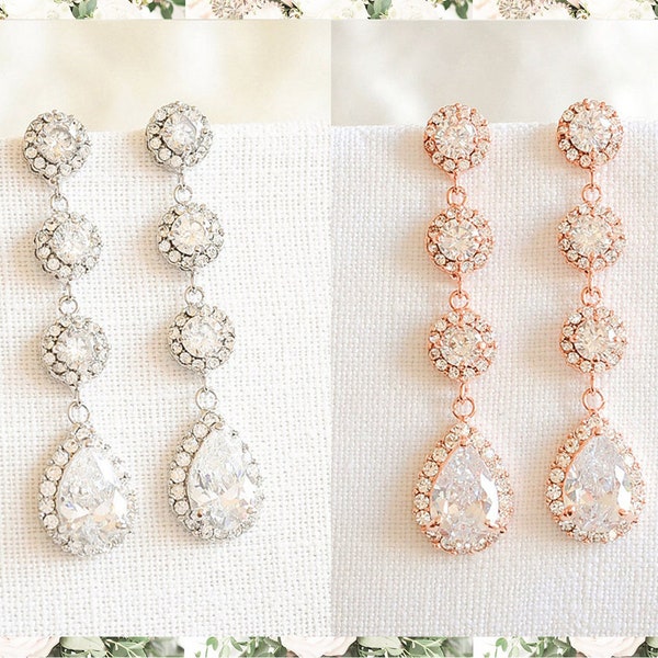 Teardrop Wedding Earrings Etsy