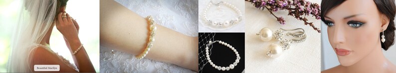 Simple Bridal Bracelet, Pearl Wedding Bracelet, Crystal Bridal Bracelet, Swarovski Pearl Bracelet, Rhinestone Wedding Bridal Jewelry, BERIT image 6