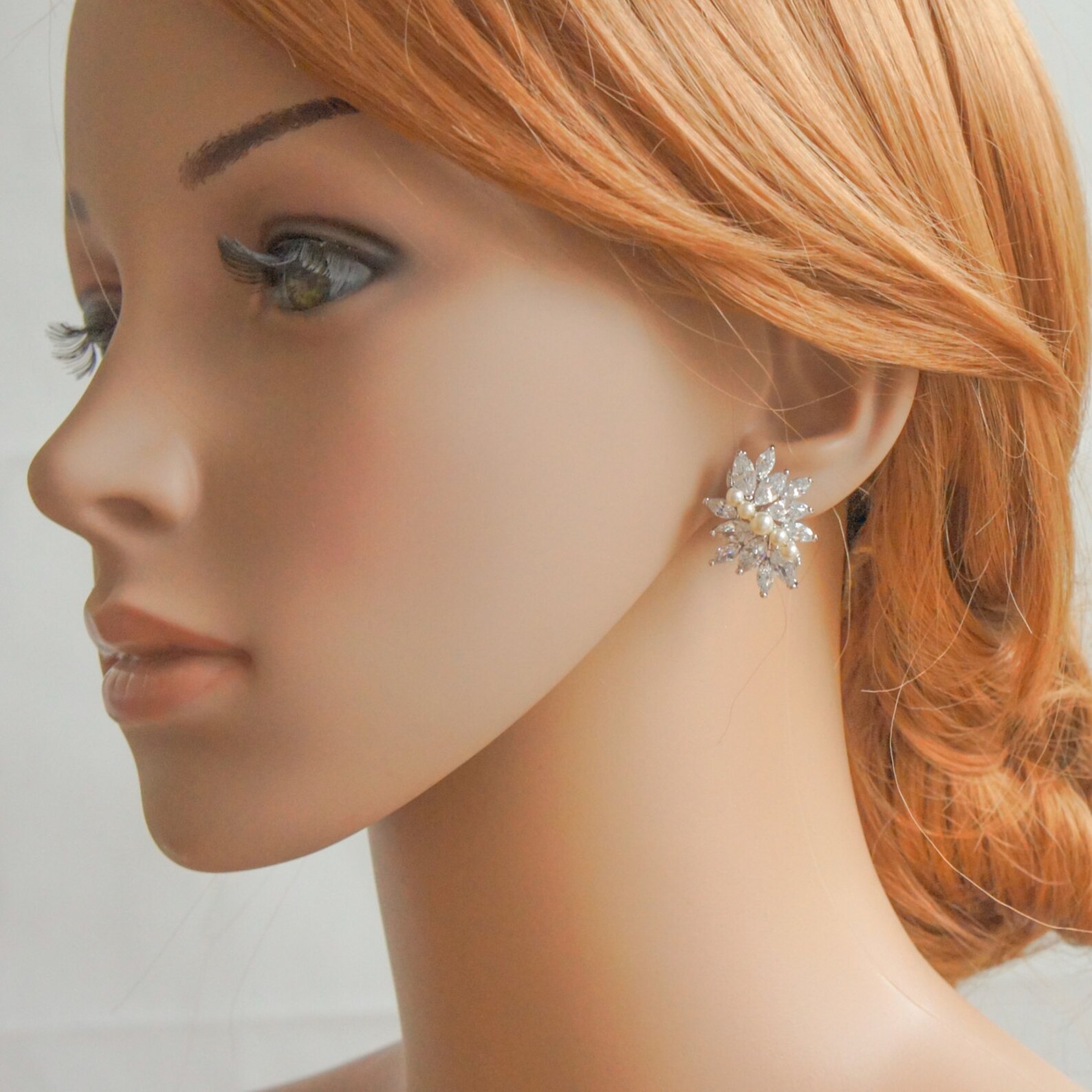 Rose Gold Bridal Earrings Wedding Earrings Swarovski Pearl Etsy