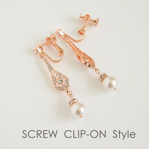 Bridal Earrings, CLIP ON or Stud Wedding Earrings, Screw Clip-On Earrings, Swarovski Pearl Drop Earrings, Wedding Bridal Jewelry, TRISSIE screw clip-on style