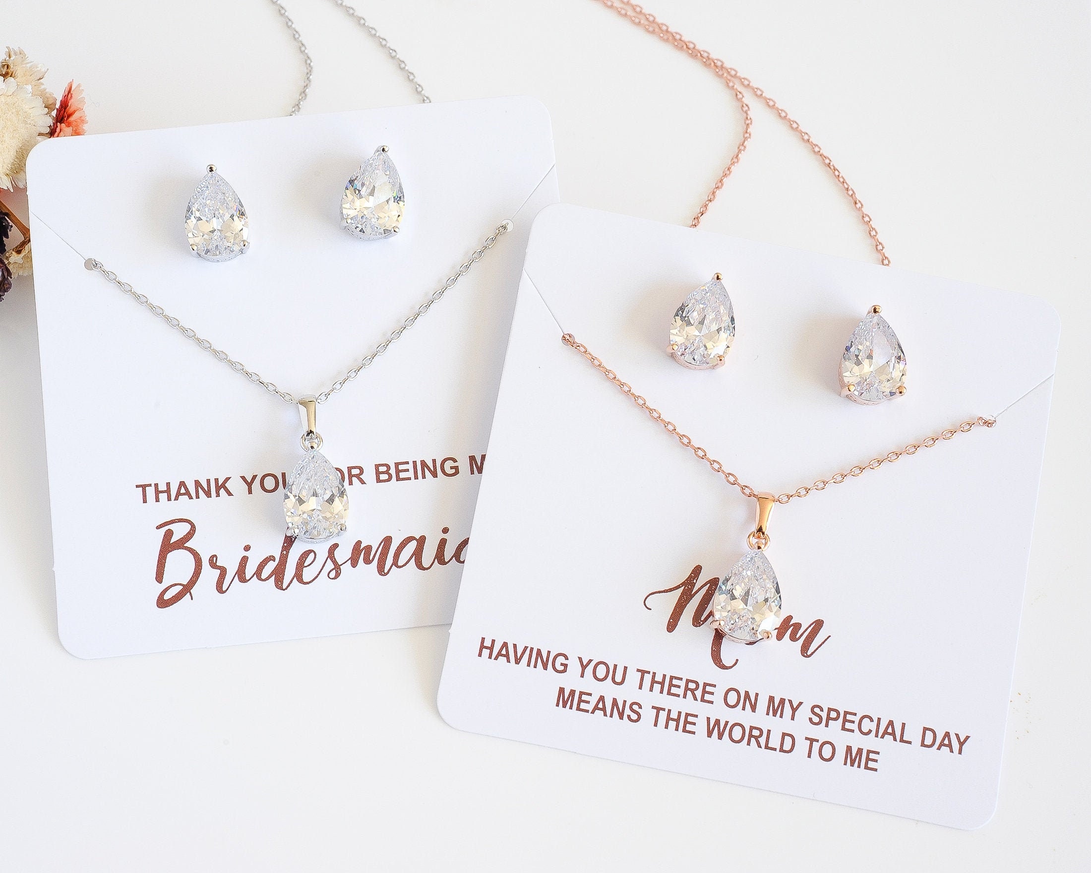 Swarovski Crystal Bridesmaid Necklace and Earrings Gift Set in Rainbow