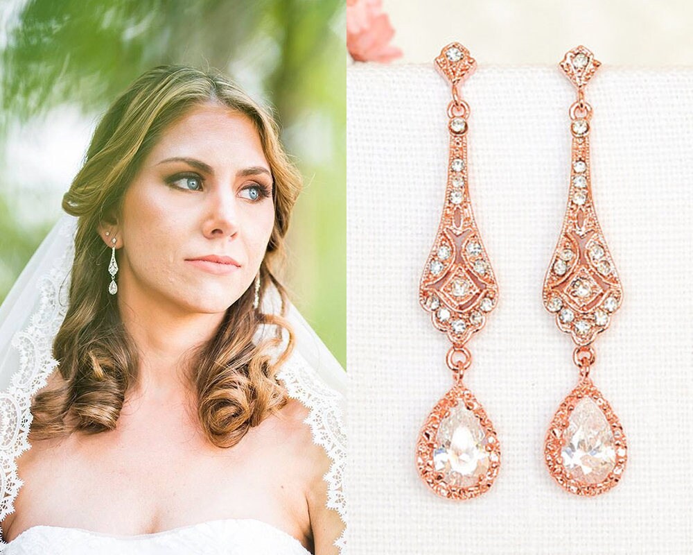 Bridal Earrings Wedding Earrings Crystal Teardrop Dangle | Etsy