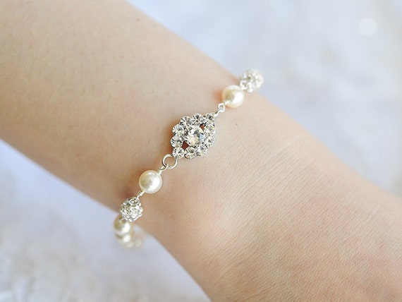 Luxury Wedding Bracelets With Rhinestones & Pearls Luxury Wedding Bracelets With Rhinestones & Pearls