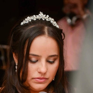 Wedding Tiara, SWAROVSKI Crystal Rhinestone and Pearl Vintage Style Bridal Crown, Flower and Leaf Bridal Wedding Hair Accessories, TIMOTHEA