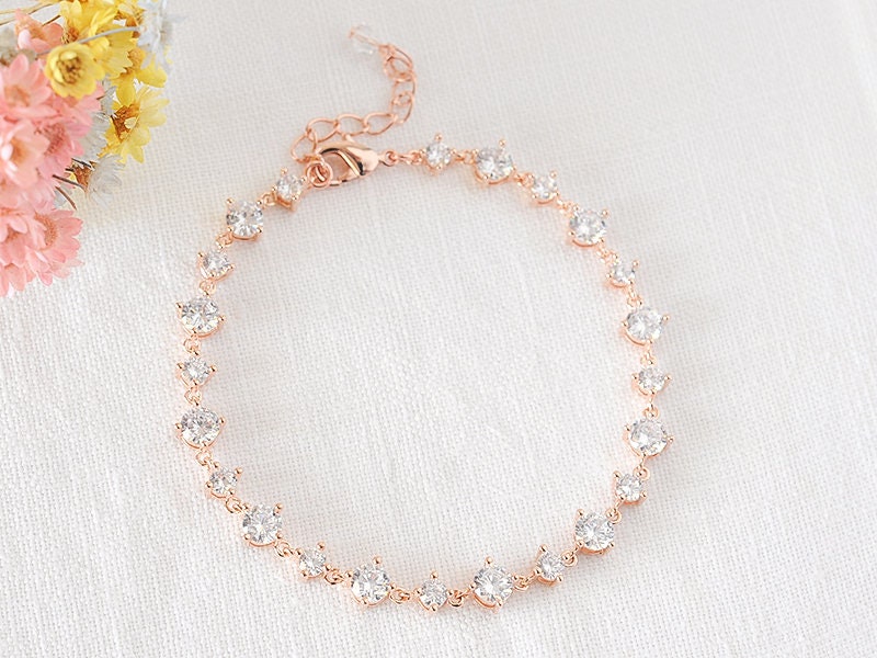 Crystal Bridal Bracelet Rose Gold Wedding Bracelet Crystal | Etsy