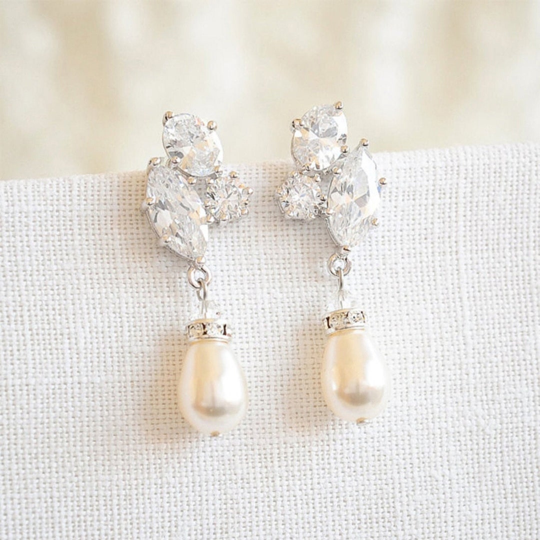 Bridal Jewelry SET Bridal Earrings Swarovski Pearl Wedding - Etsy