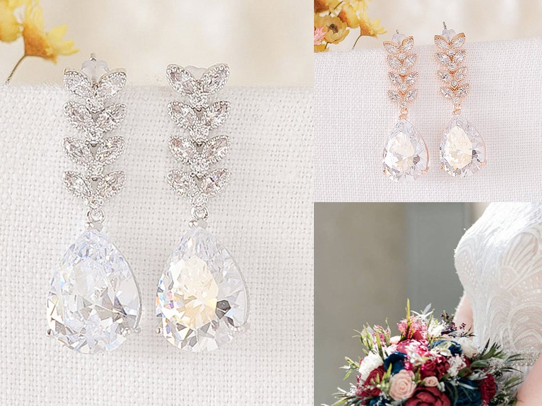 Crystal bridal drop earrings - Dramatic crystal drop earrings - Style #2121  | Twigs & Honey ®, LLC