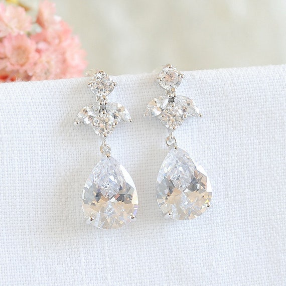 Crystal Bridal Earrings Wedding Earrings Dangle Drop | Etsy