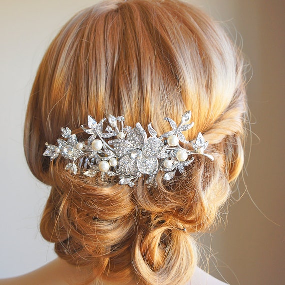 Bridal Hair Comb Wedding Hair Accessories Flower Leaf - Etsy Bridal Hair Comb Wedding Hair Accessories Flower Leaf - Etsy