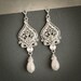 Wedding Earrings, Bridal Earrings, Swarovski Pearl Chandelier Earrings, Crystal Dangle Earrings,Vintage Style Wedding Bridal Jewelry, GRACE 
