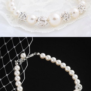 Simple Bridal Bracelet, Pearl Wedding Bracelet, Crystal Bridal Bracelet, Swarovski Pearl Bracelet, Rhinestone Wedding Bridal Jewelry, BERIT image 5