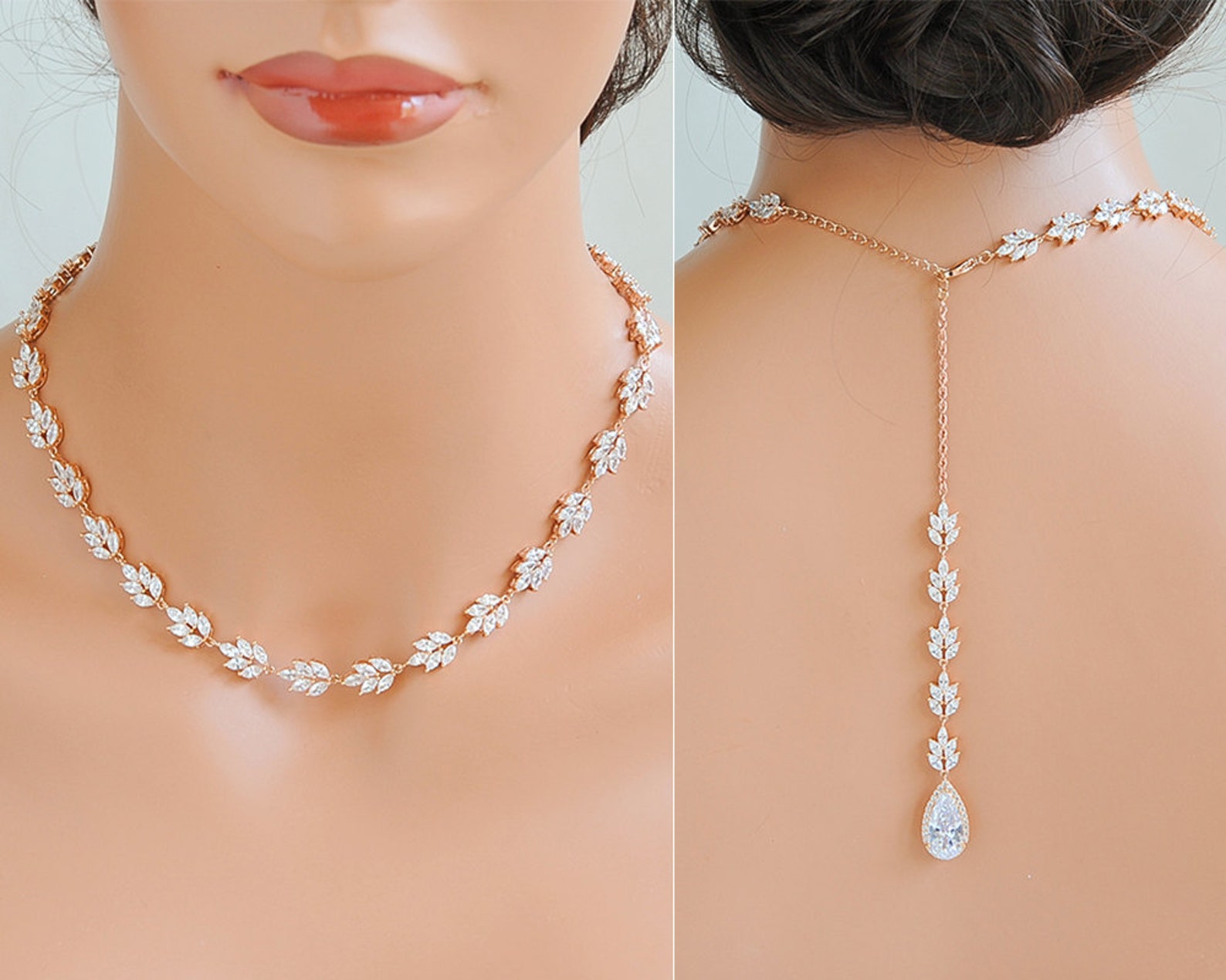 Back Drop Necklace Backdrop Bridal Necklace Back Wedding Etsy