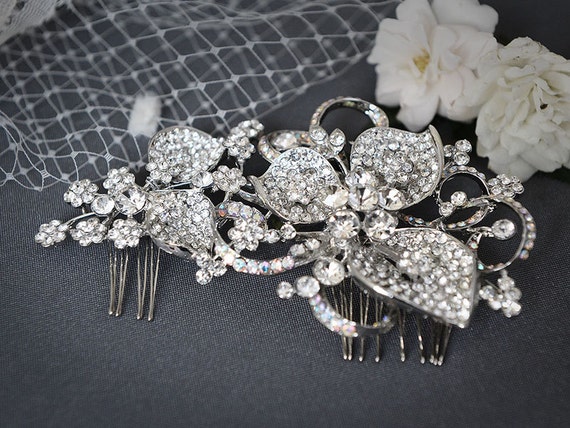 Pettine Sposa Per Capelli Con Fiori Di Perle Cristallo