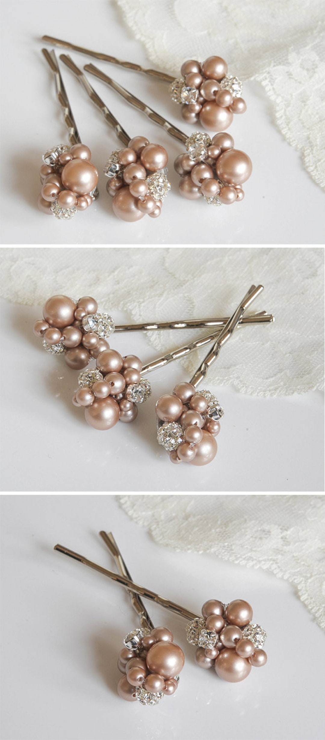 Pearl Cluster Bridal Hair Accessories, Swarovski Crystal and Pearl