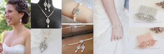 Ursumy Bridal Jewelry Set - Rhinestone Necklace & Earrings For Bride Or Bridesmaid, Silver Crystal