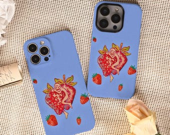 Funda protectora Strawberry Girl para iPhone 17, 16, 15, 14, 13, 12 Pro Max, iPhone 17, 16, 15, 14 Pro, iPhone 16e, iPhone 17 Air, iPhone 16+