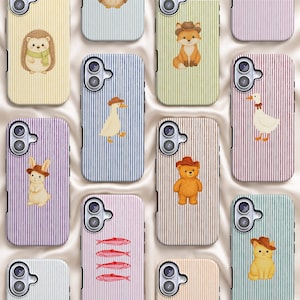 Cute Striped Animal Cartoon Phone Protective case for iPhone 17 16 15 14 13 12 Pro Max, iPhone 17 16 15 14 Pro, iPhone 16e, iPhone case