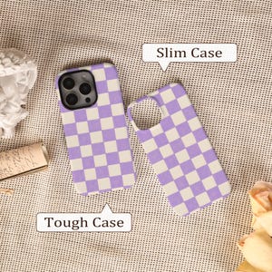 Purple Checkered Pattern Phone Protective case for iPhone 17 16 15 14 Pro Max, iPhone 17 16 15 14 Pro, iPhone 16e, Trendy iPhone case image 5