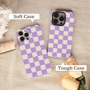 Purple Checkered Pattern Phone Protective case for iPhone 17 16 15 14 Pro Max, iPhone 17 16 15 14 Pro, iPhone 16e, Trendy iPhone case image 4
