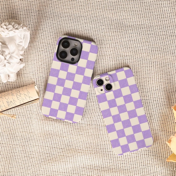 Purple Checkered Pattern Phone Protective case for iPhone 17 16 15 14 Pro Max, iPhone 17 16 15 14 Pro, iPhone 16e, Trendy iPhone case