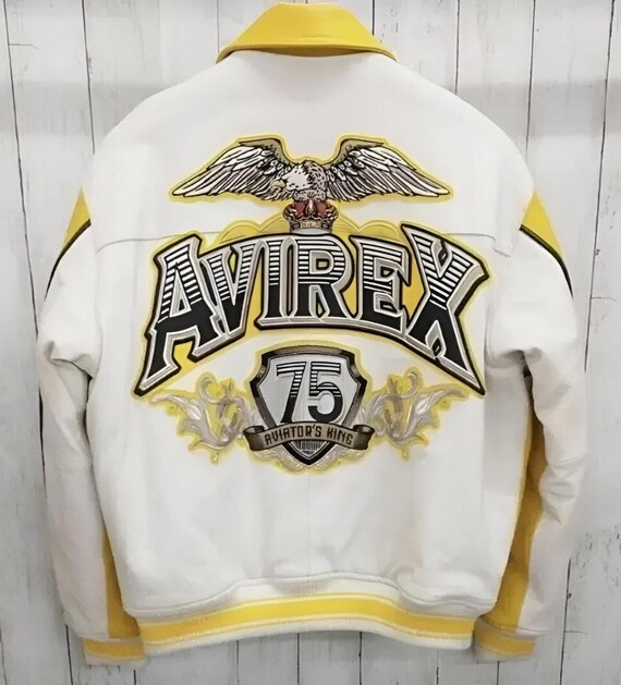 Vintage Style Avirex 75th Anniversary Leather Bomber Jacket Genuine Cowhide Leather Biker Jacket Custom Avirex Jacket Birthday Gift for Him