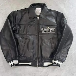 Blouson aviateur en cuir noir Aviator King 75 fait main en cuir de vachette véritable pour homme, cadeau de Style aviateur vintage pour homme image 2