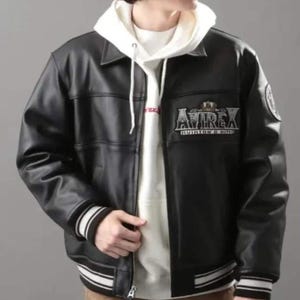 Blouson aviateur en cuir noir Aviator King 75 fait main en cuir de vachette véritable pour homme, cadeau de Style aviateur vintage pour homme image 5