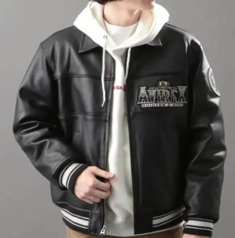 Blouson aviateur en cuir noir Aviator King 75 fait main en cuir de vachette véritable pour homme, cadeau de Style aviateur vintage pour homme image 5