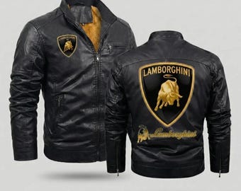 Chaqueta de cuero Lamborghini para hombre, chaqueta de motociclista de carreras de piel de vaca auténtica, chaqueta de motocicleta estilo Cafe Racer, chaqueta Lamborghini, regalo para él