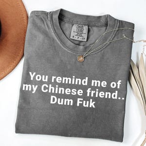 Me recuerdas a mi amigo chino Dum Fuk (Camiseta), Camiseta Comfort Colors, Camiseta con frases divertidas