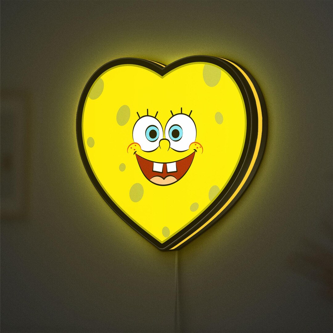 Spongeobge Led Light Spongebob Heart LED Lightbox, Cartoon Night Light, Fun Desk Decor ...