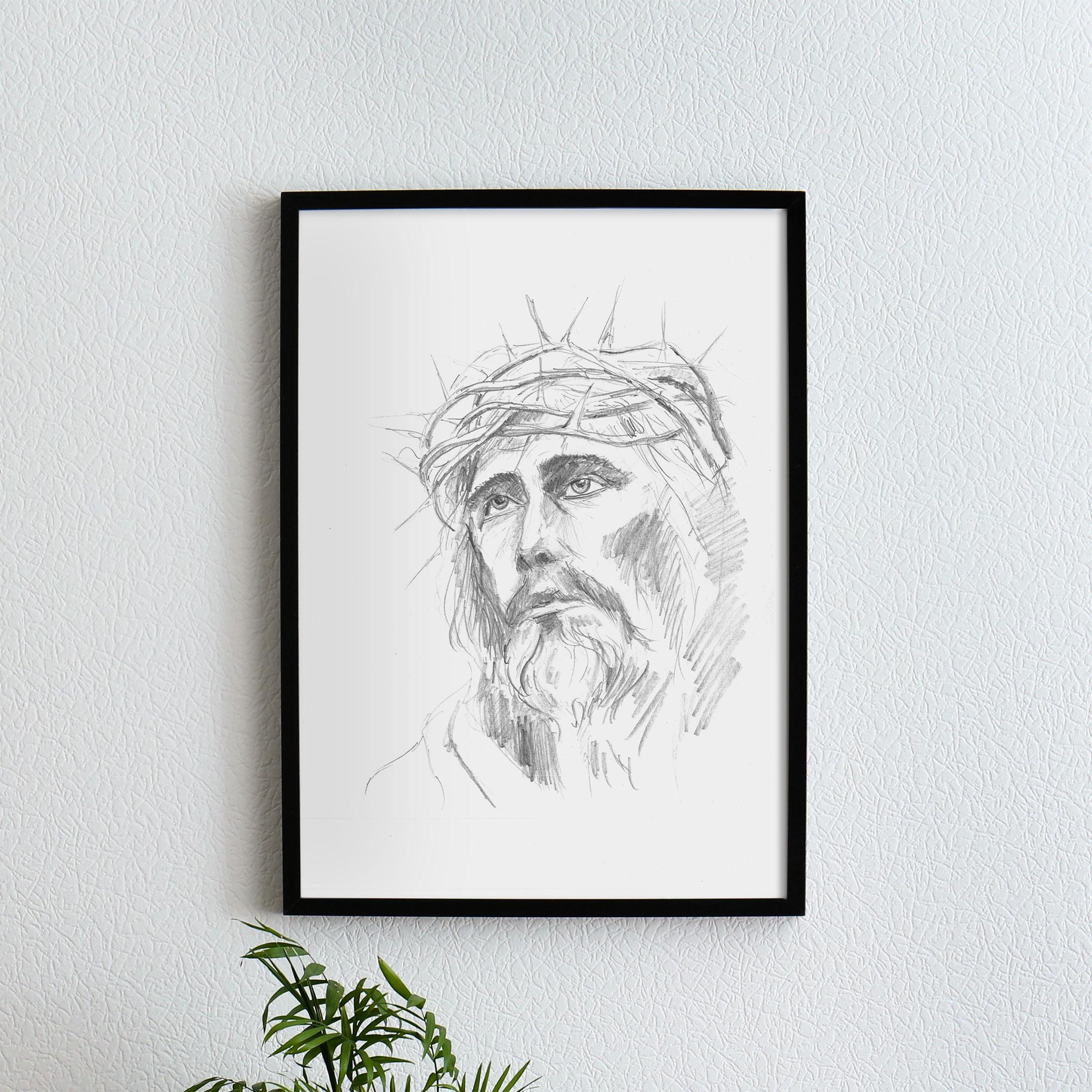 Pencil drawing jesus - Etsy Schweiz, image size:2200x2200