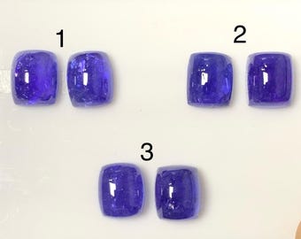 Para naturalnych kaboszonów tanzanitu – 12 x 10 mm, niebieskie kamienie szlachetne w kolorze poduszkowym do wyrobu biżuterii