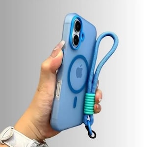 Funda para iPhone 11-16 Pro Max: Correa de muñeca MagSafe, cubierta con agarre a prueba de golpes