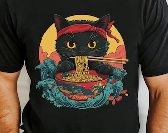 Ramen Cat T-Shirt – Funny Japanese Anime Noodle Tee