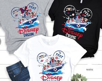 Maglietta Disney Cruise 2026 • Design personalizzato con nome della nave da crociera Mickey • Magliette da vacanza Disney abbinate per tutta la famiglia • Dream Wish Magic Wonder Treasure