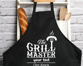 Personalized Grill Master Apron, BBQ Apron for Dad, Funny Cooking Apron, Custom BBQ Gift for Him, Fathers Day Gift