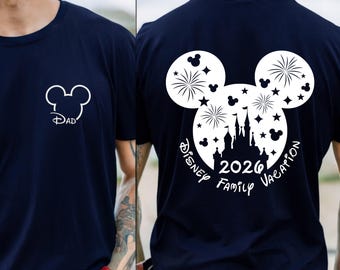 Camisetas personalizadas de vacaciones familiares de Disney 2026 • Camiseta personalizada de Mickey y Minnie • Camisetas de viaje familiar a Disney a juego
