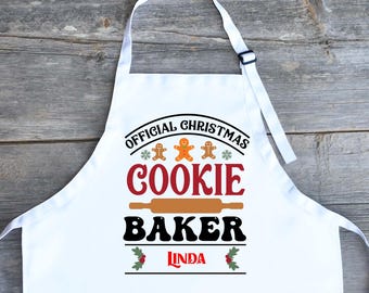 Personalized Christmas Cookie Baker Apron | Holiday Baking Gift