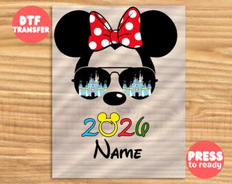 Disney Family Trip DTF Transfer 2026 • Personalized Mickey Minnie DTF • Custom Name Disney Transfer • Ready to Press Heat Transfer