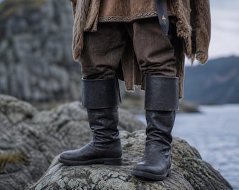 Botas vikingas medievales – Zapatos para cosplay de feria renacentista, botas piratas para hombres y mujeres, calzado gótico para LARP