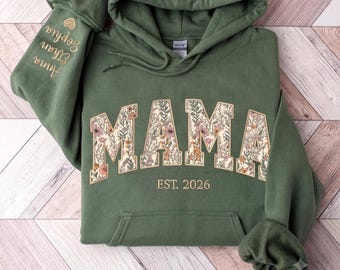 Custom Floral Mama Sweatshirt, Personalized Mama Embroidered Crewneck, Custom Mom Shirt, Gift for Mama, Mother’s Day Gift