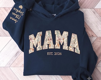 Custom Embroidered Mama Sweatshirt, Personalized Floral Mom Crewneck, Mama Gift, Mom Birthday Gift, Mother’s Day Gift